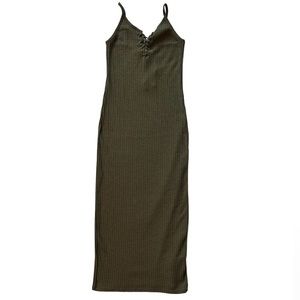 Topshop Lace Up Ribbed Midi Dress